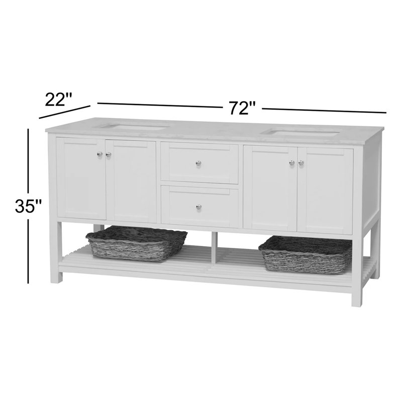 Binne 72'' Double Bathroom Vanity with Top, Chocolate, Engineered Carrara