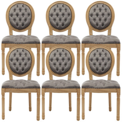 Amando 19.7" H Tufted Velvet Side Chair With Nailhead Trim Decor King Louis Back Solid Wood Dining Chairs