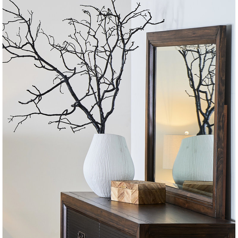 Miroir rustique 48 po, fabriqué en pin, sans assemblage, verre biseauté, supports de commode