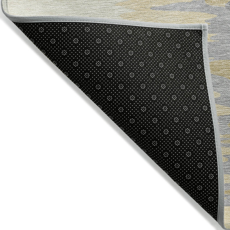 Tapis intérieur lavable abstrait gris doré et beige 10 pi x 14 pi HomeRoots