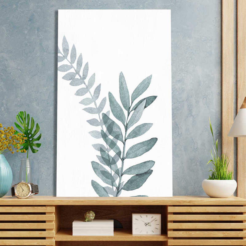 Bleu botanique délavé II - Peinture, L 18 po x H 30 po, Toile tendue