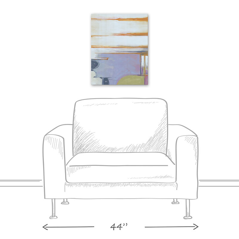 Toile flottante abstraite mauve avec cadre flottant, H 20 po x l 16 po x P 1,25 po, Toile tendue