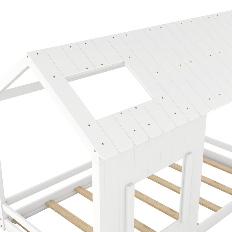 Lit simple avec toit et fenêtre, Blanc