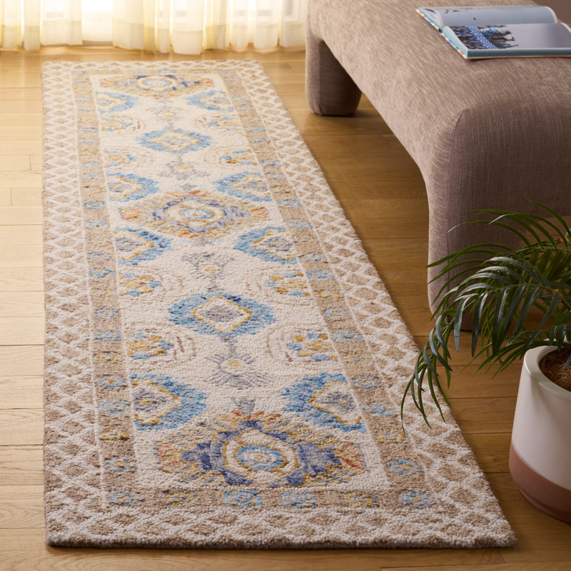 Hand Tufted Wool;Cotton Geometric Rug, Runner 2'3" x 9'