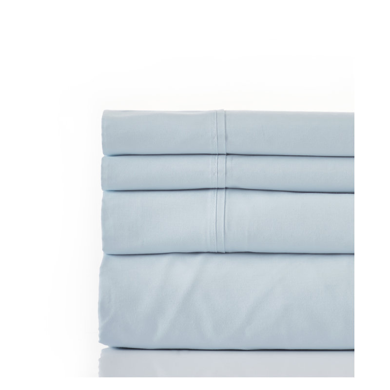 Ensemble de draps 100% coton 200 fils 200 fils, Très grand californien, Bleu clair