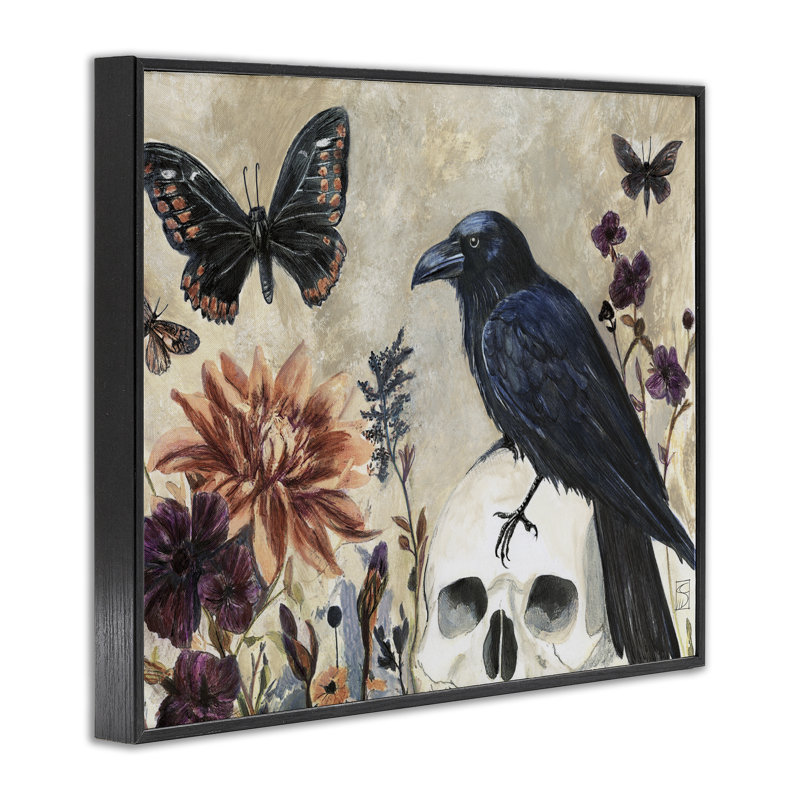 Halloween, corbeau avec papillons, estampe numérique, design par Sara Culpepper, H 24 po x l 30 po