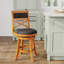 Tabouret de 24 po de hauteur comptoir, finition naturelle, siège en tissu gris anthracite, tabouret pivotant durable en bois franc avec siège-2039238959-2039238953