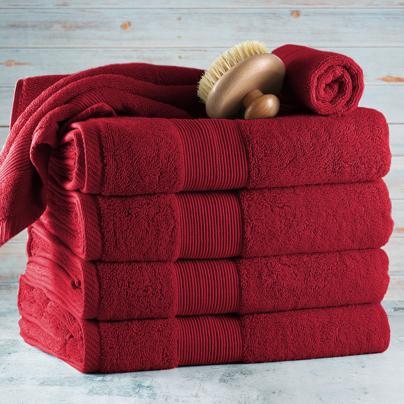 Danni-Leigh 6 Piece 100% Cotton Towel Set., Burgundy Red, 6-pack Bath Towel Set