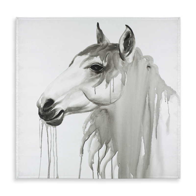Beautiful White Horse Tablecloth | Farmhouse Black Decor