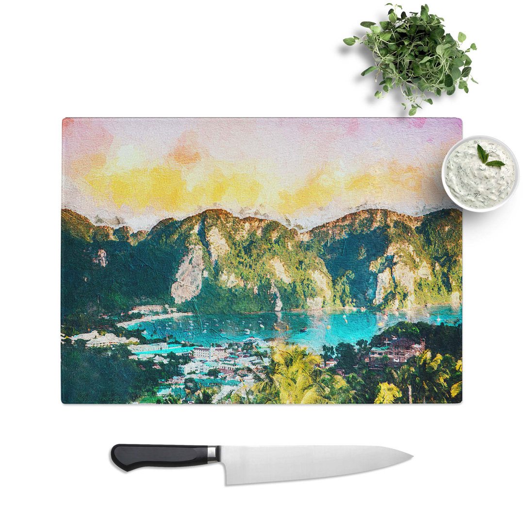 Tempered Glass Phi Phi Islands in Thailand Chopping Board