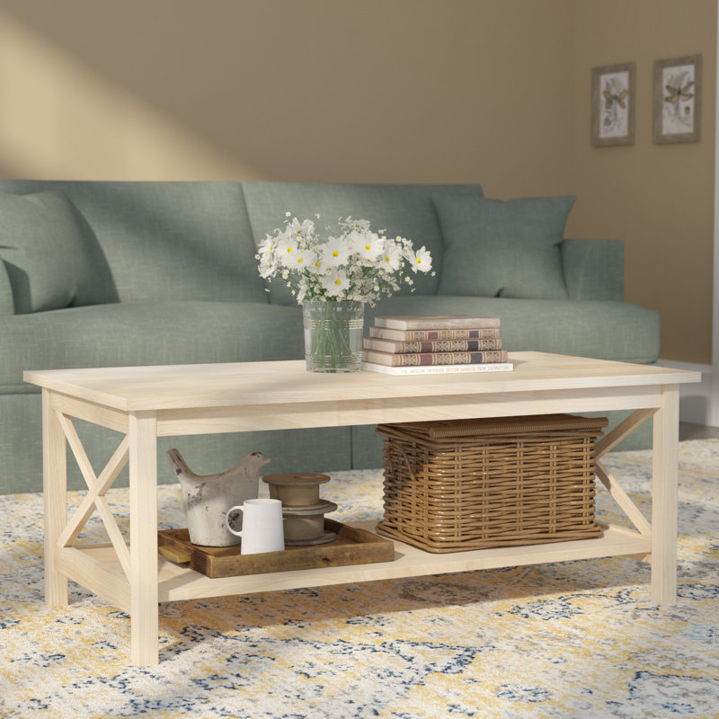  Rossitano Solid Wood Coffee Table, Unfinished