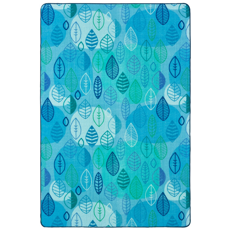 Peaceful Spaces Leaf Decorative Tufted Blue/Green Area Rug, Rectangle 8' x 12'