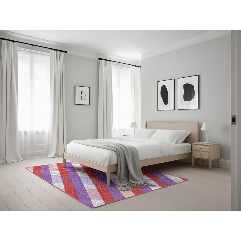 Tapis mauve à motif écossais Kieffer, Rectangle 5 pi x 7 pi
