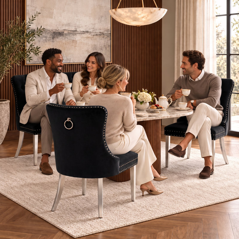 Ensemble de coin repas 3 pièces avec banc capitonné et chaises de salle à manger rembourrées, Argent, Noir, Argent