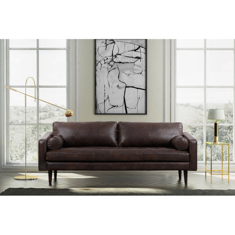 Napa 88.5'' Full-Grain Genuine Italian Leather Sofa, Madagascar Cocoa