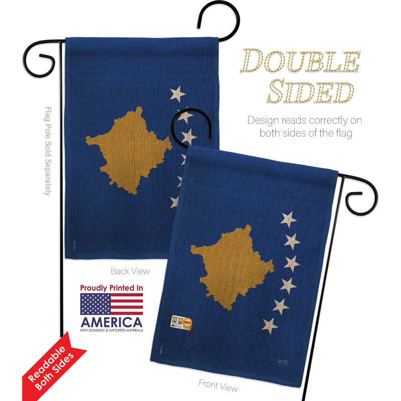Polyester à 2 côtés 18,5 x 13 po kosovo drapeau de jardin