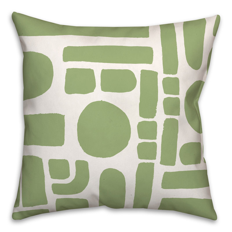 Geometric Outdoor Reversible Throw Pillow, Green