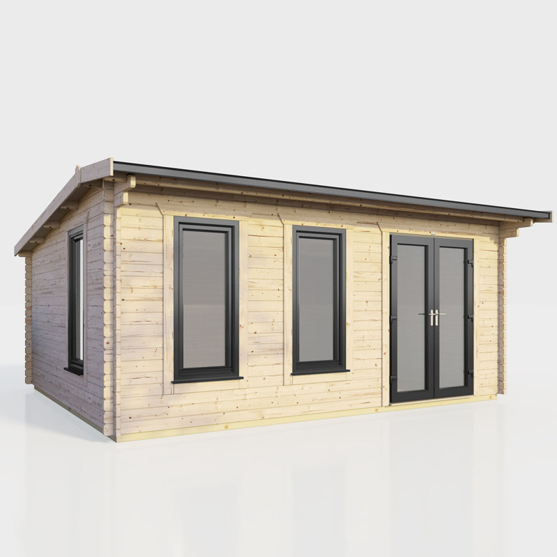 Powersheds 18 x 12ft Apex Log Cabin, Doors to the Right - 44mm