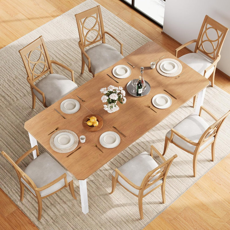 79" Industrial Farmhouse Dining Table for 6-8, Heavy Duty Metal Legs & Wood Top, Rustic Kitchen Table for Living/Dining Room