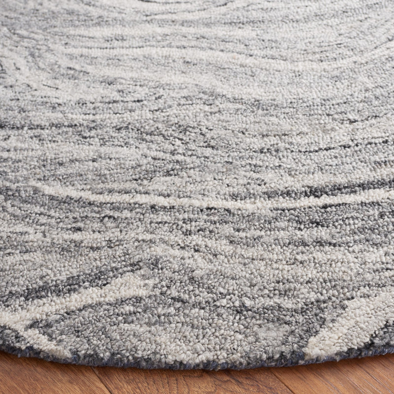 Tapis abstrait gris foncé / noir Abstract 148, Rond 6 pi