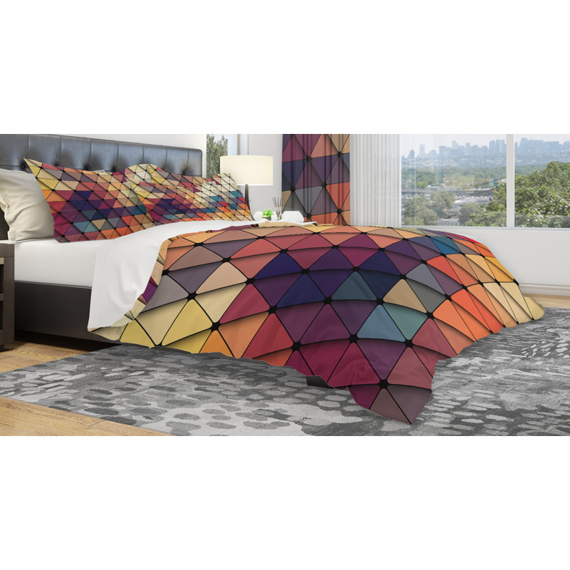 Ensemble de housse de couette à géométrie en losanges designart, Housse simple + 1 taie décorative