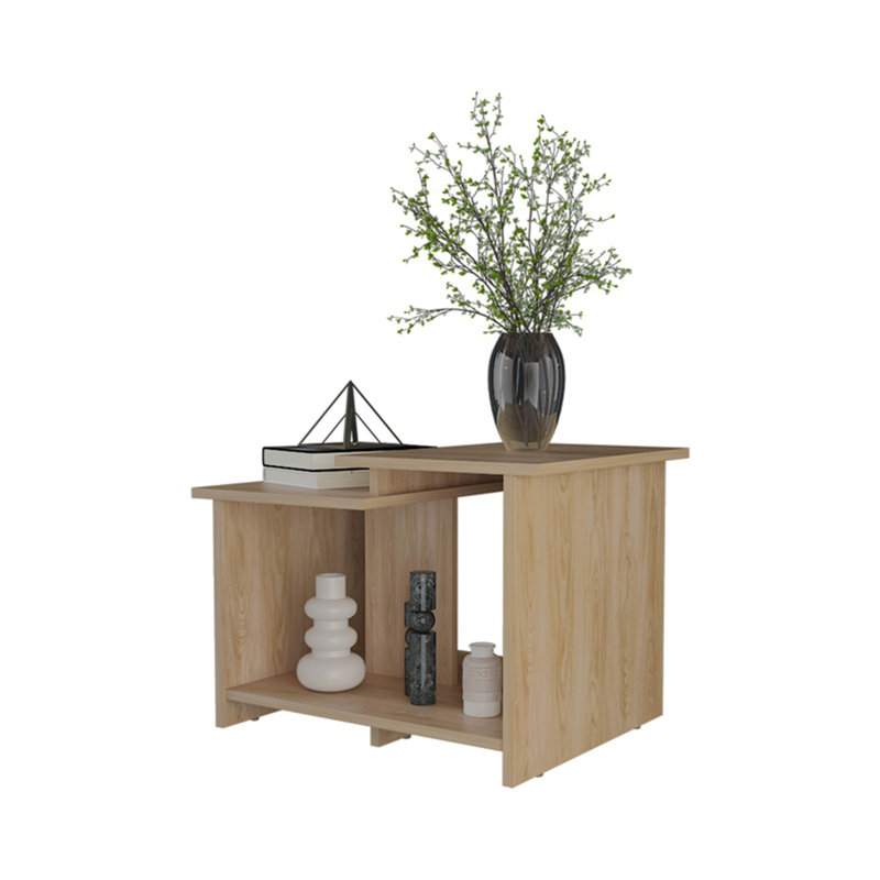 Coffee Table With Open Storage, Natural Wood