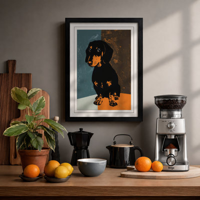 Portrait: Dachshund Geometric - Framed Print