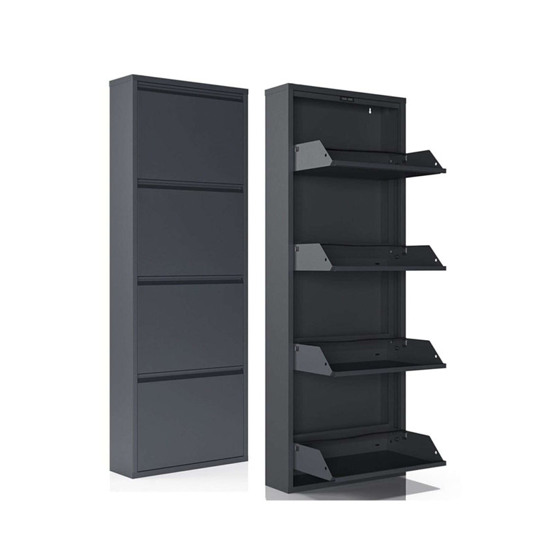 Armoire à chaussures Colgan Modern - 100% tôle, brun et crème, 19,7 x 53,9 x 5,9 pouces | Peut contenir jusqu'à 8 paires de chaussures, fixation murale, aucun assemblage requis | Parfait pour une utilisation extérieure, design élégant et fonctionnel