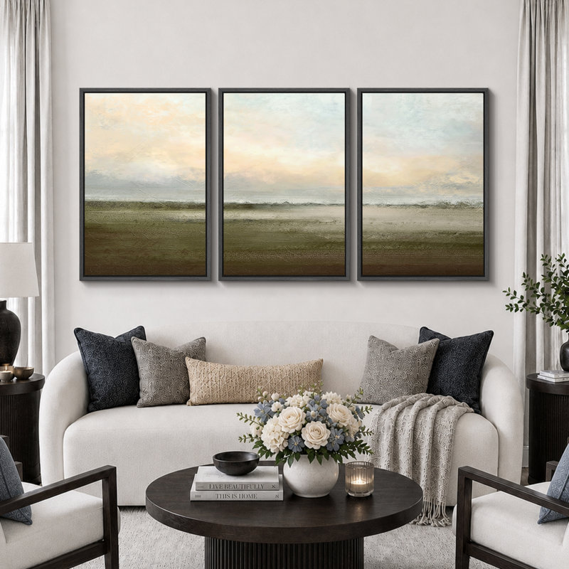 Reproduction d'art sur toile encadrée, 24" H x 48" W, Reproduction avec cadre flottant, Noir