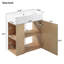 Meuble-lavabo flottant mural de 21,6 po, lavabo en céramique, porte Wave, poignée or rose, fermeture en douceur, rangement latéral, trou unique, peu encombrant pour les petits meubles de salle de bain-846177265-846177264