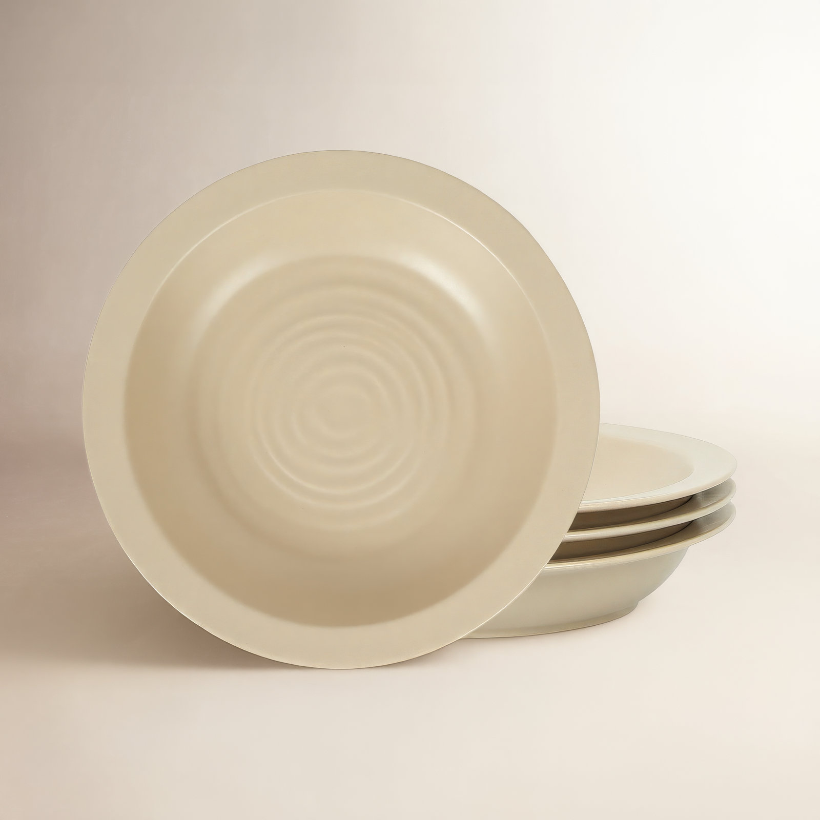Stone Lain Orbit 4-Piece Pasta Bowl Set Stoneware, Beige