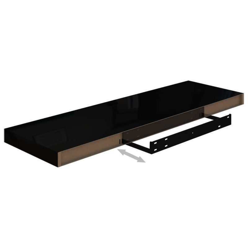Arson 2 Piece Floating Shelf, High Gloss Black, 3.8cm H x 23.5cm W x 80cm D