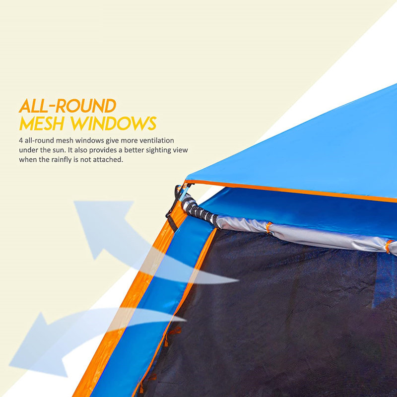 Blue 5-Person Instant Pop-Up Camping Tent with Carry Bag