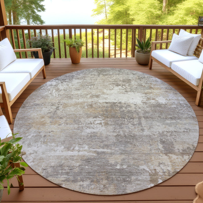 Machine Washable Indoor/Outdoor Wagenen ACN2369 Abstract Rug, Round 8'