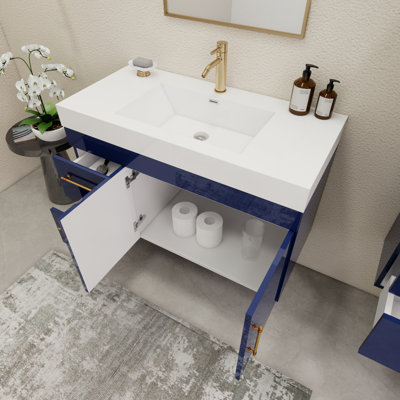 41.9" Wall-Mounted Single Bathroom Vanity Set
