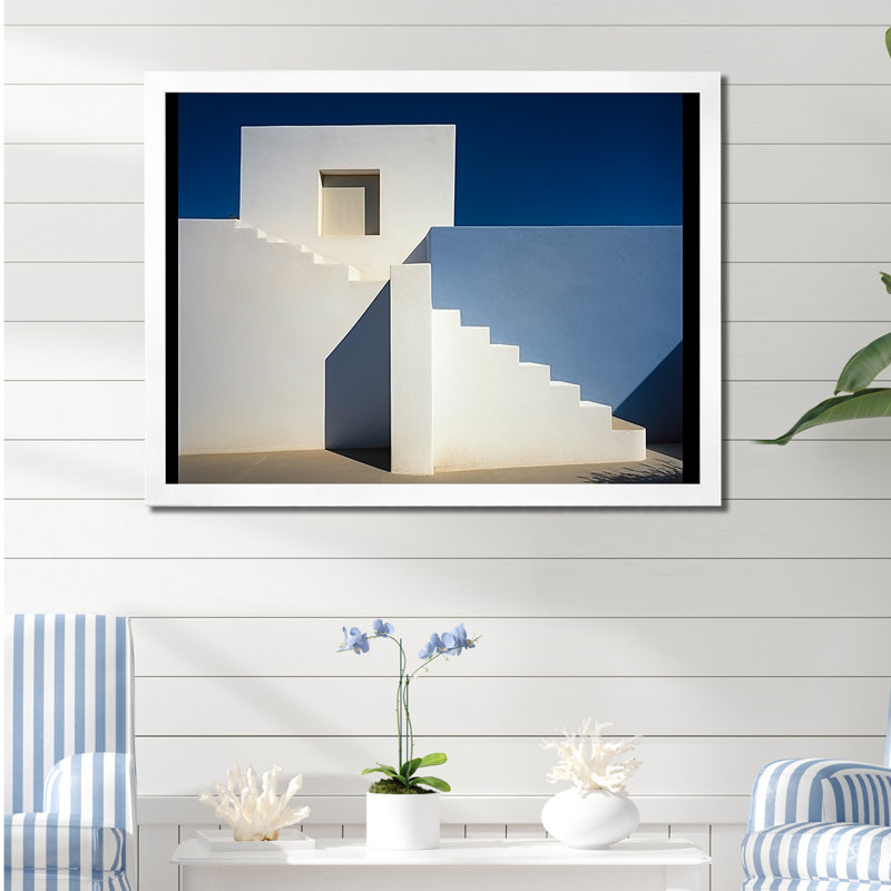 Balmain - Décoration murale plage et océan, Cadre simple blanc, H 30 po x l 40 po x P 1,5 po