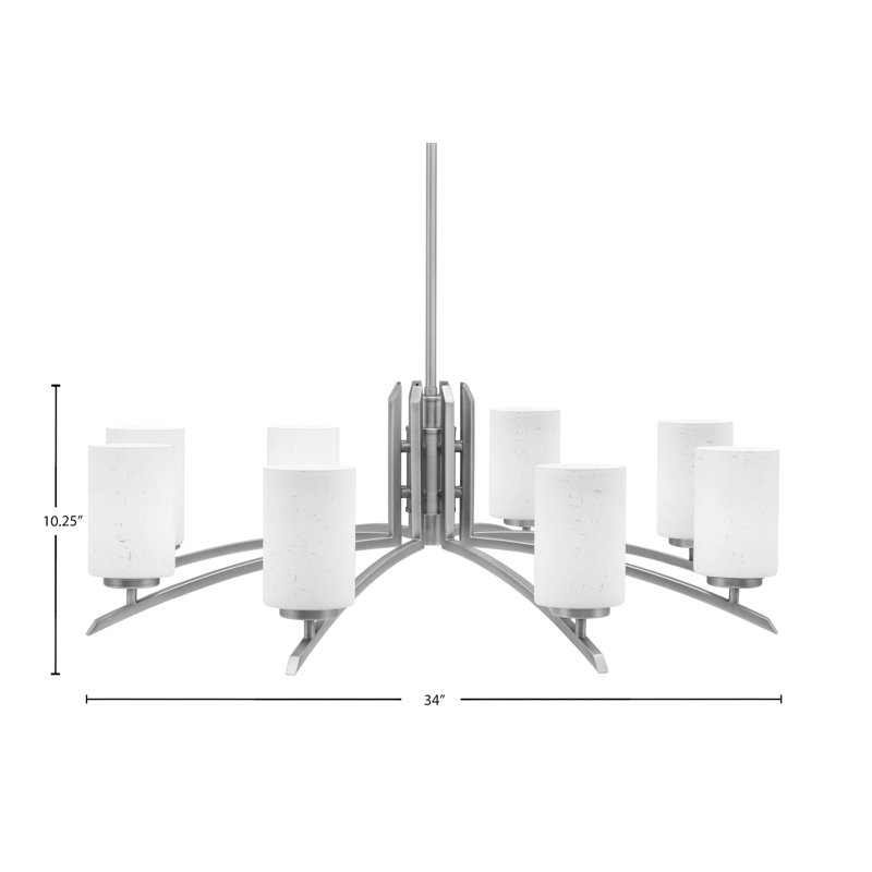 Lustre lumineux en verre mousseline de 4 po Kurve, Graphite, H 58,25 po x l 34 po x P 34 po, 8