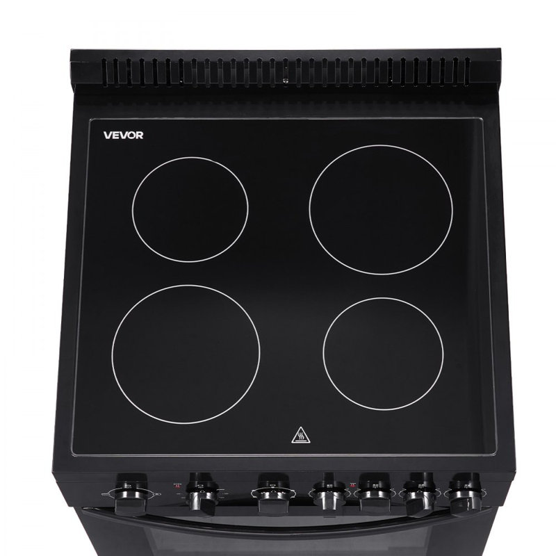 Four électrique 24 po, 2,7 pieds Pi. Capacité d'une cuisinière autoportante compacte, d'un four de cuisine en acier inoxydable à 4 brûleurs, d'un support à portée facile, d'un tiroir de rangement, d'un égouttoir, d'un voyant lumineux (sans cordon d'alimentation)