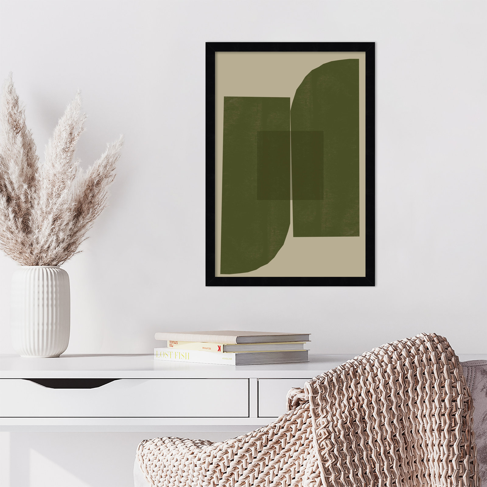 Percey "Green Composition 2" Print, Black, 21" H x 15" W
