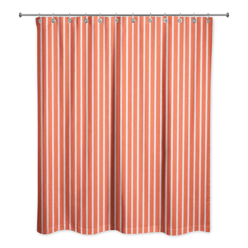 Rideau de douche simple à rayures Mathes, Rouge