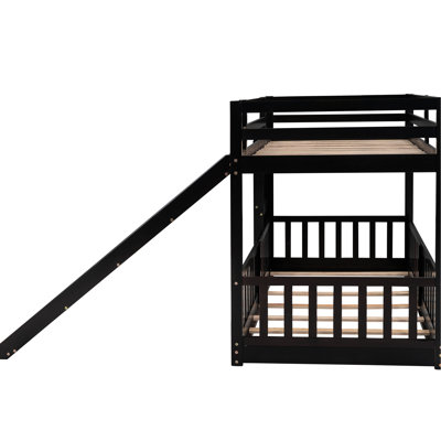 Twin Over Bunk Bed With Slide - Enjoy Playtime And , Modern Bedroom Furniture