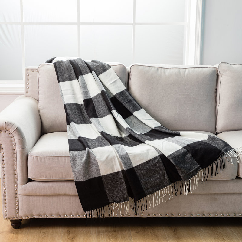 Hand Woven Throw Blanket, Black/White