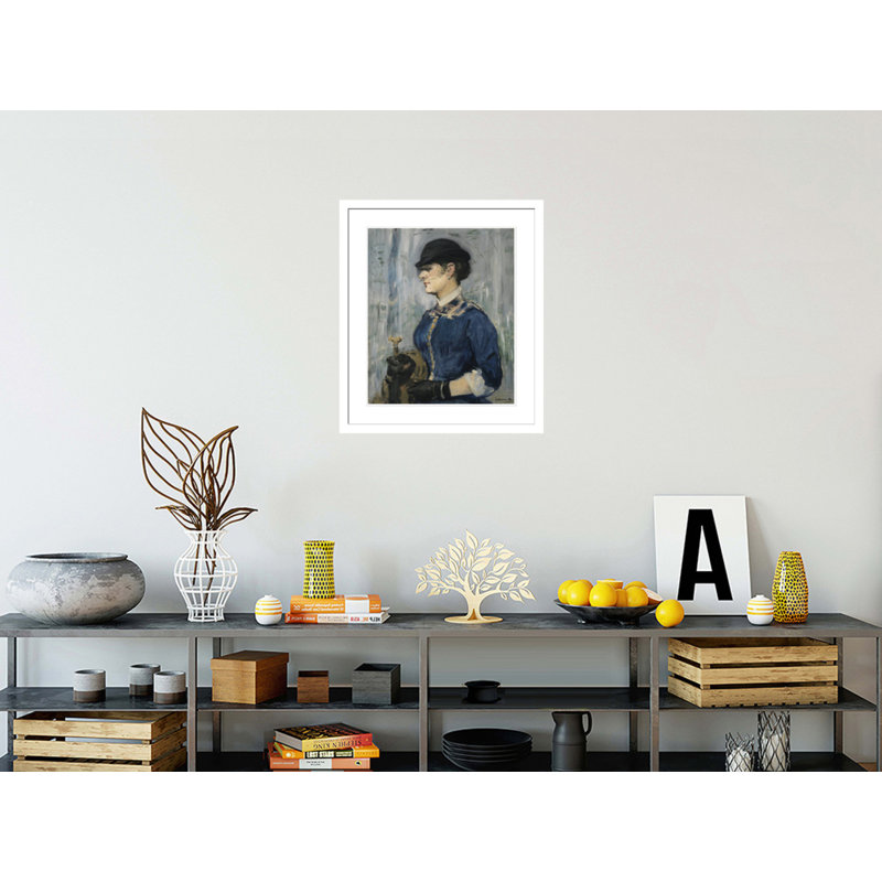 «Jeune femme au chapeau rond» par Édrede Manet, impression giclée sur cadre, H 26,88 po x l 23,5 po