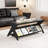 Rectangle Coffee Table With Glass Top & Storage Shelf-421036984