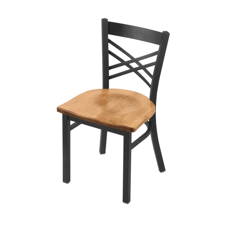 Catalina 18'' H Metal Side Chair, Wood-Medium Maple, Pewter