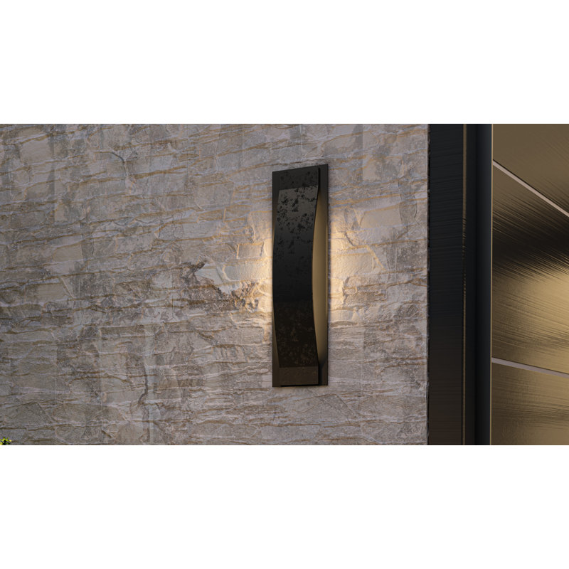 Onyx Integrated LED Earth Black Outdoor Wall Lantern, 18" H x 5.25" W x 3.25" D