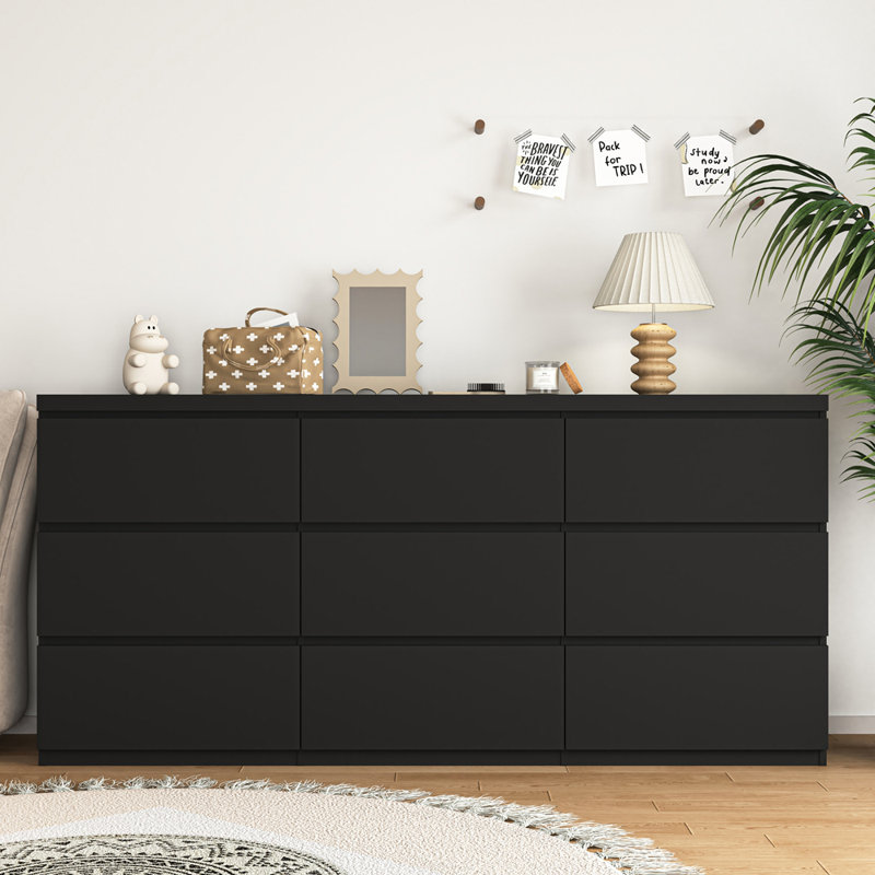 Commode de rangement moderne en bois mat, Noir