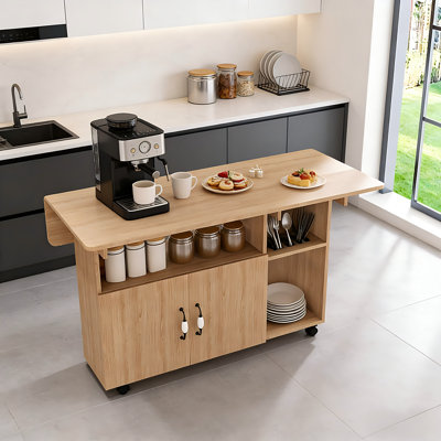 Table de salle à manger pliante multifonctionnelle de 47 po avec tablettes et roulettes de rangement, table compacte peu encombrante pour la cuisine, le dortoir et le bureau