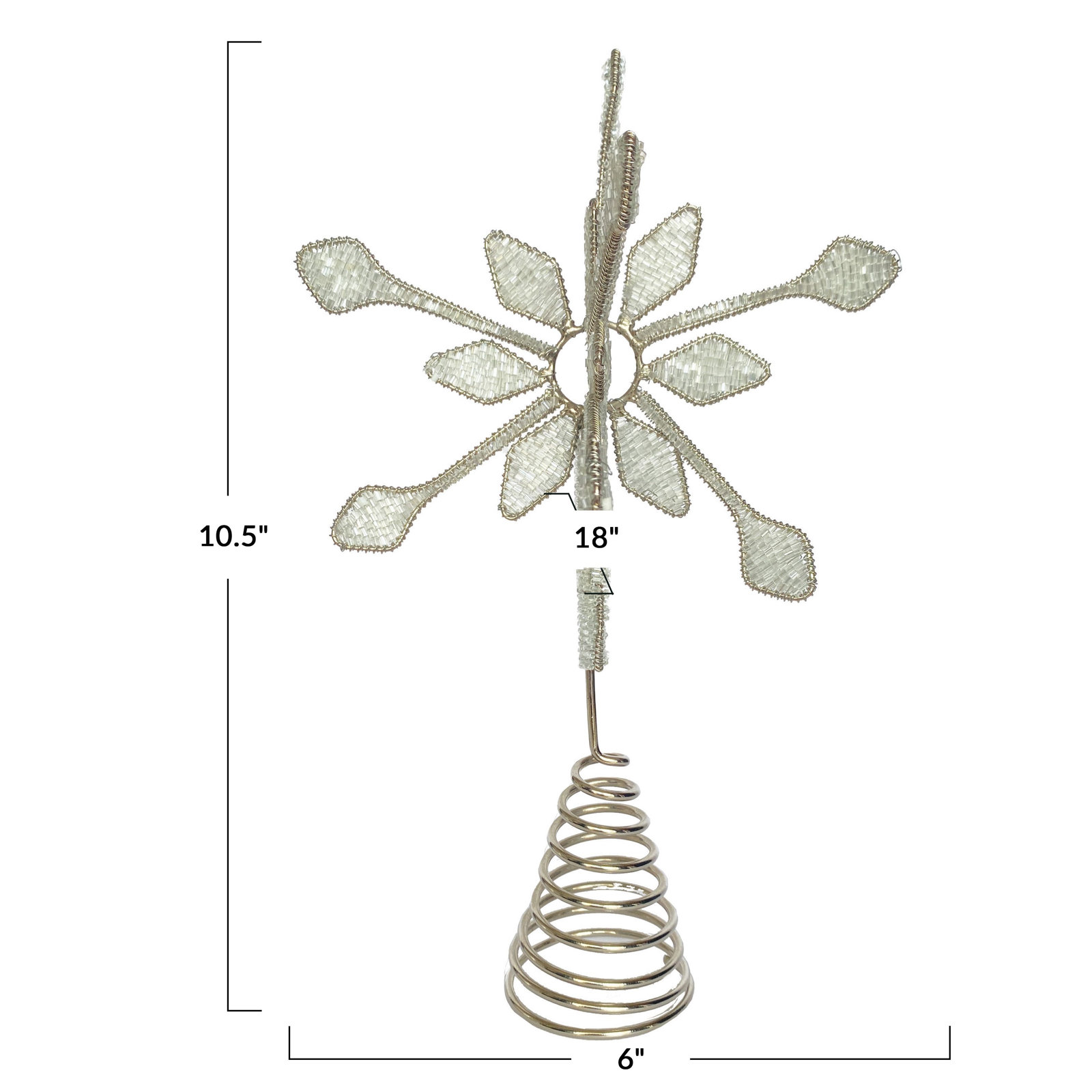 Metal & Glass Beaded Snowflake Tree Topper