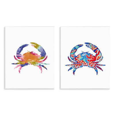 «Colorful Crab Silhouette», ensemble de 2 plaques murales par Lisa Nohren